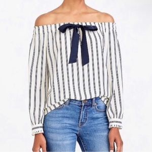 J. Crew Mercantile Striped Off Shoulder Blouse